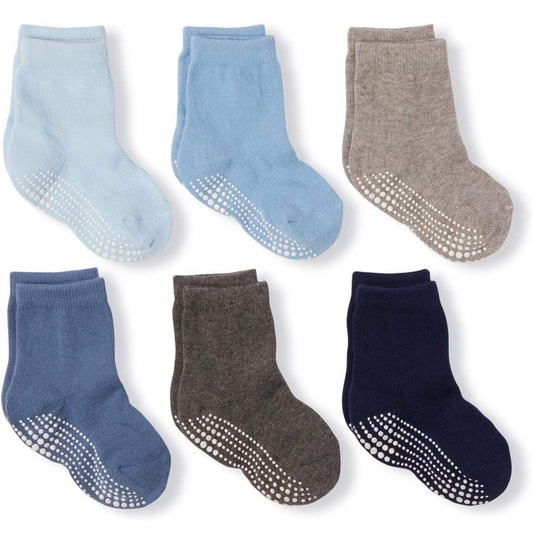 LA ACTIVE Non Slip Grip Ankle Boys and Girls Athletic Crew Socks for Babies Toddlers and Kids