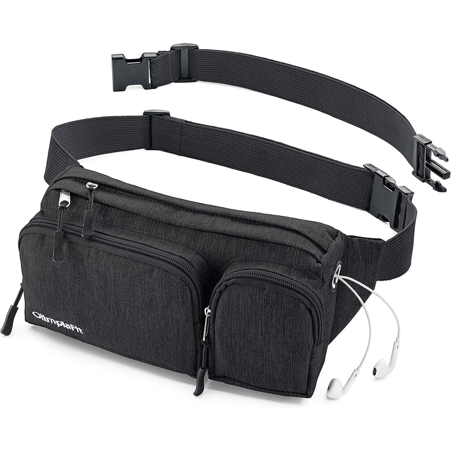 Fanny Pack for Women & Men – 6 Anti-Theft Pockets, Plus Size Belt Extension, Water-Resistant, Black