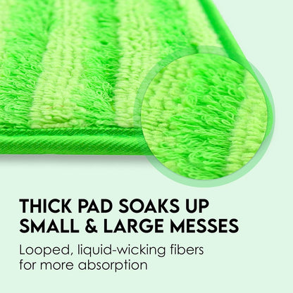 Mop Pads 4-Pack, 18" Reusable Washable, Velcro Attachment - Fits Bona, Rubbermaid & More