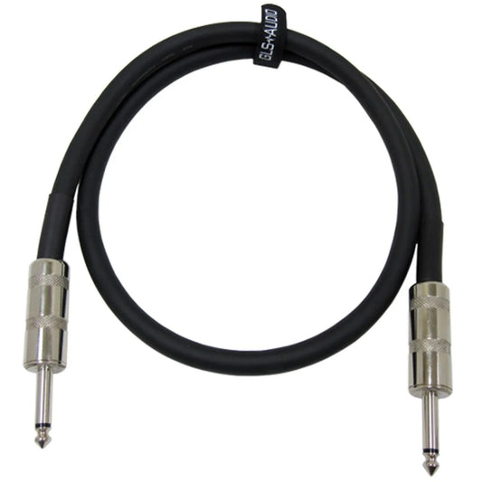 Audio Speaker Cable 1/4" to 1/4" - 12 AWG Professional Bass/Guitar Speaker Cable for Amp - Black, 3 Ft.