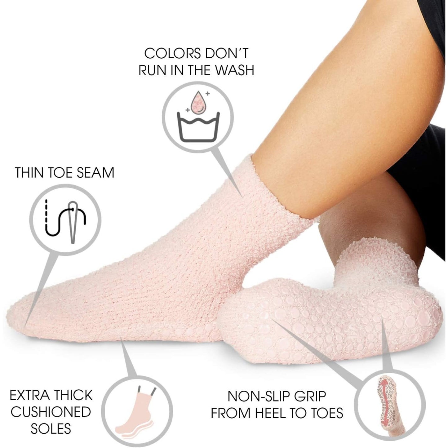 Fuzzy Socks - Non-Skid Anti-Slip Grip for Home & Hospital