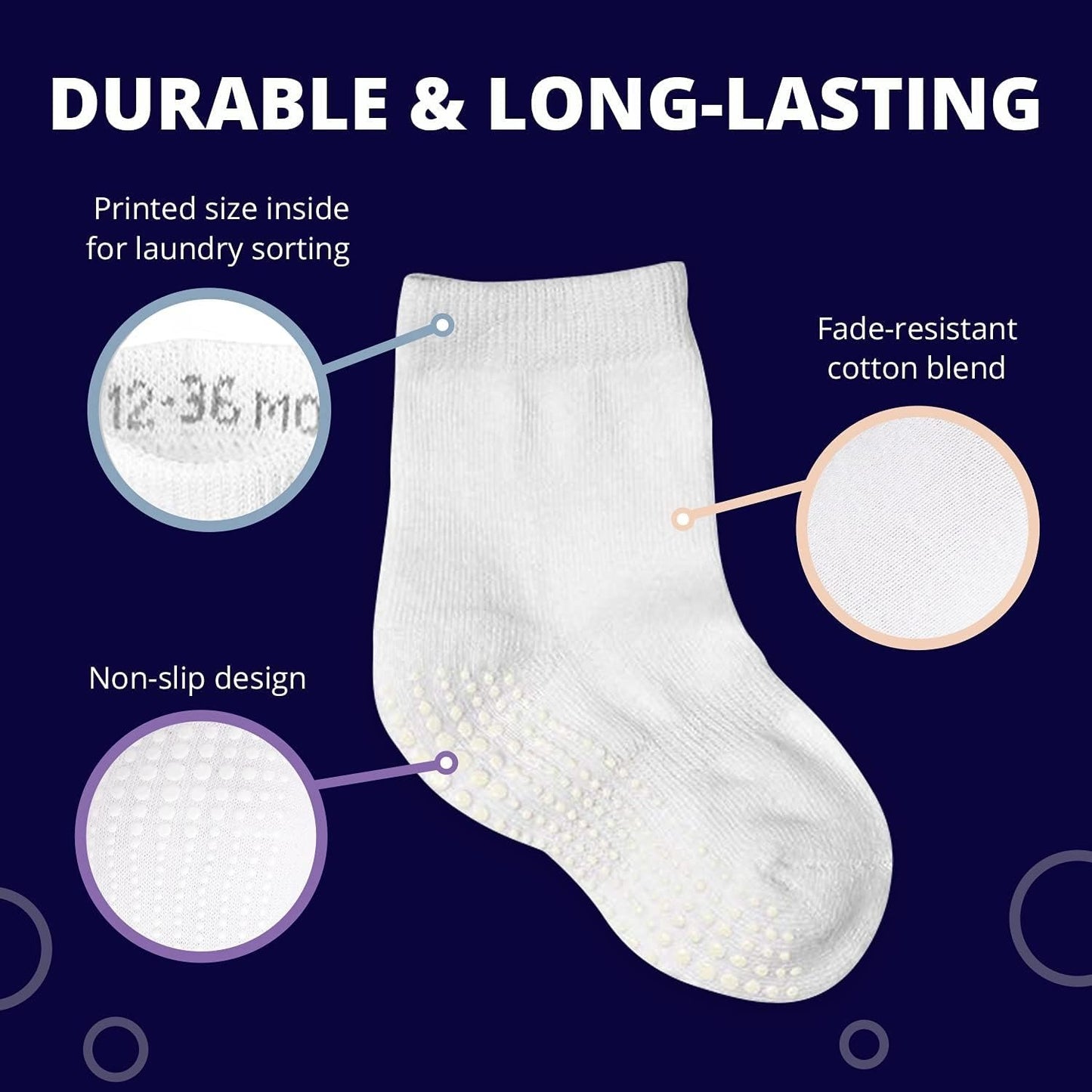Non-Slip Cotton Sports Socks – Baby Boys & Girls, ABS Warm Cuddly Socks