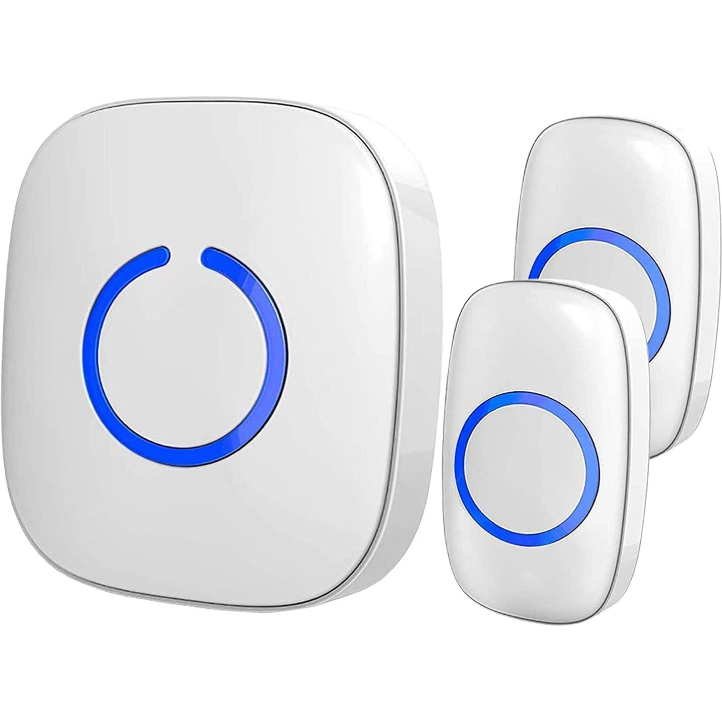 Wireless Doorbells - 2 Ringers & 1 Receiver, Battery Operated, LED Flash, Easy to Use, White