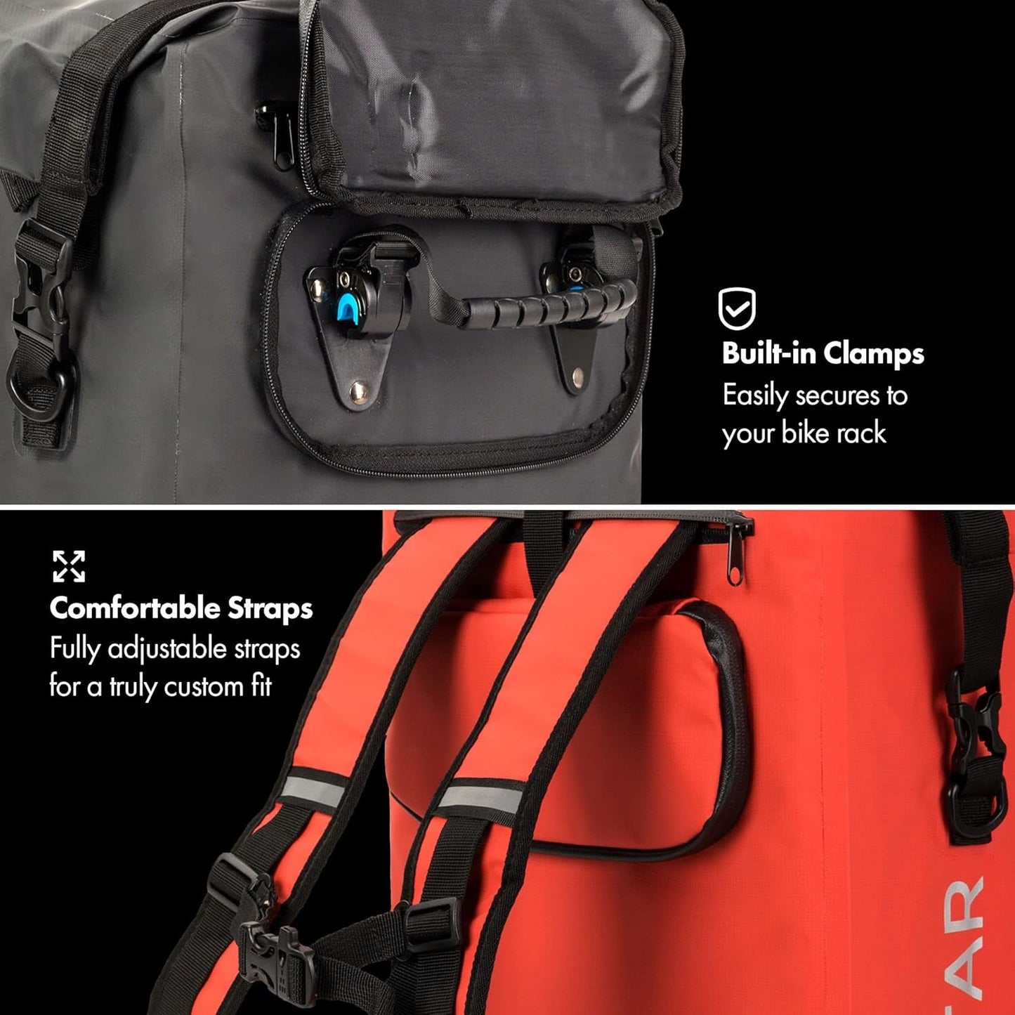 3-in-1 Waterproof Bicycle Rear Pannier Backpack with Adjustable Straps