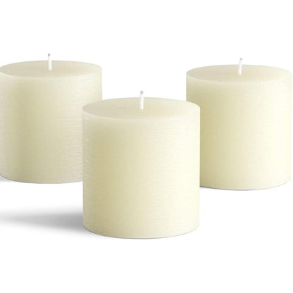 Melt Candle Pillar Candles, 3-Pack, Unscented for Home, Church, Weddings, 3" x 3", Ivory