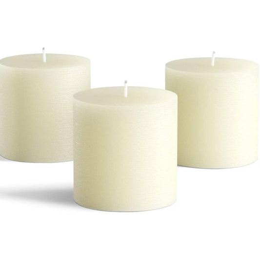 Melt Candle Pillar Candles, 3-Pack, Unscented for Home, Church, Weddings, 3" x 3", Ivory