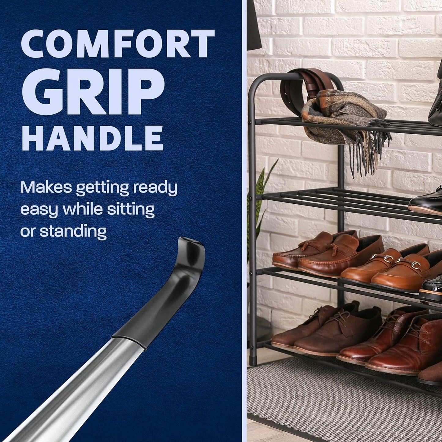 16.5" Long Shoe Horn for Boots & Travel, Ideal for Men & Women