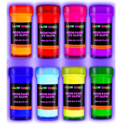 Individuall Glow in the Dark Paint - Set of 8, 20mL Acrylics for Canvas, Walls & Ornaments