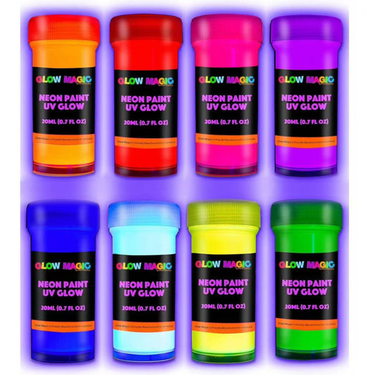 Individuall Glow in the Dark Paint - Set of 8, 20mL Acrylics for Canvas, Walls & Ornaments