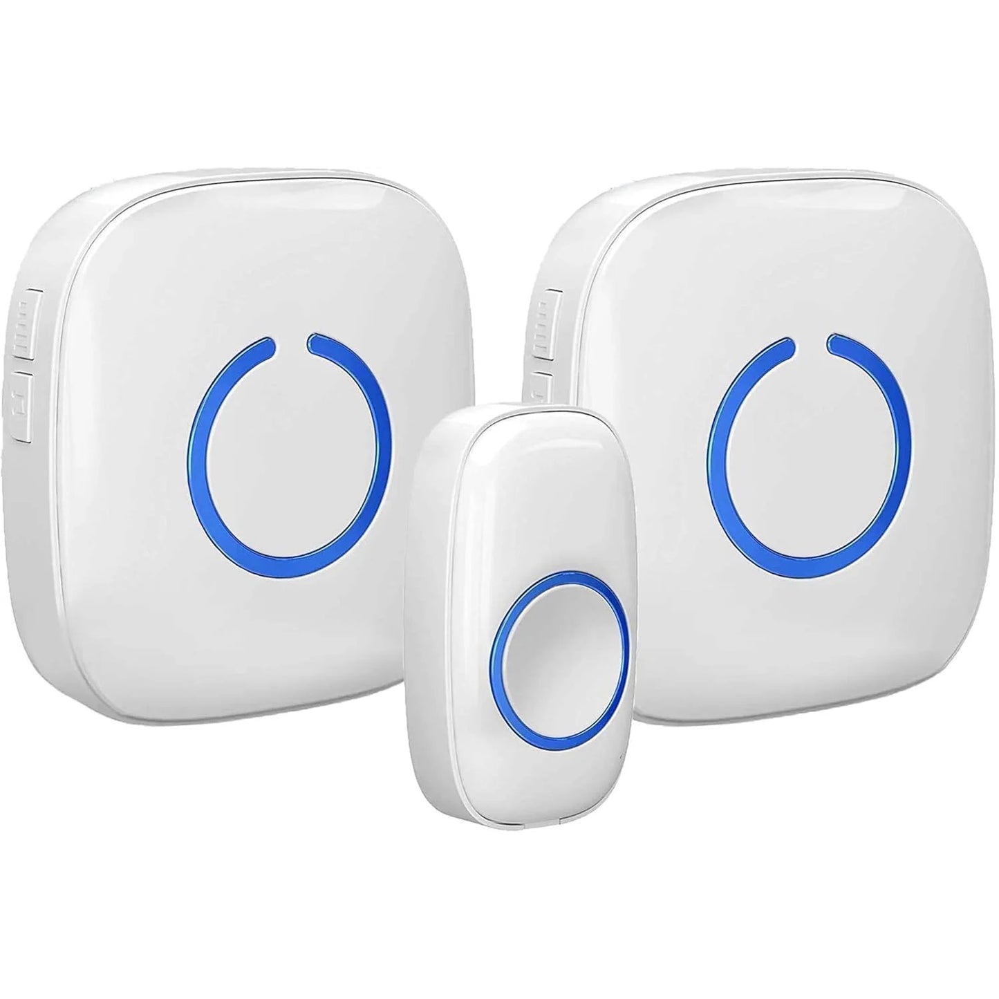 Wireless Doorbells - 1 Ringer & 2 Receivers, Battery Operated, LED Flash, Easy to Use, White